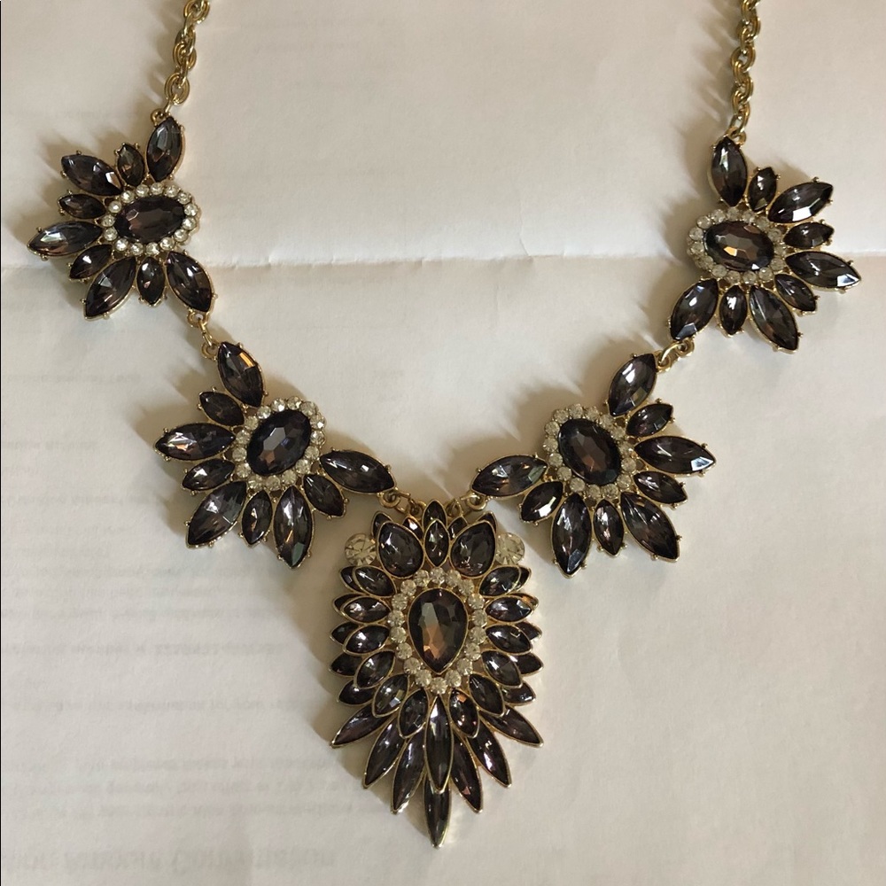 Purple and crystal statement necklace